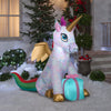 Gemmy Airblown Inflatable 5ft Tie-Dye Christmas Unicorn with Metallic Accents