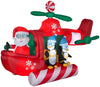 Gemmy Airblown Inflatable Animated Santa's Helicopter with Skydiving Penguins, 9ft Long