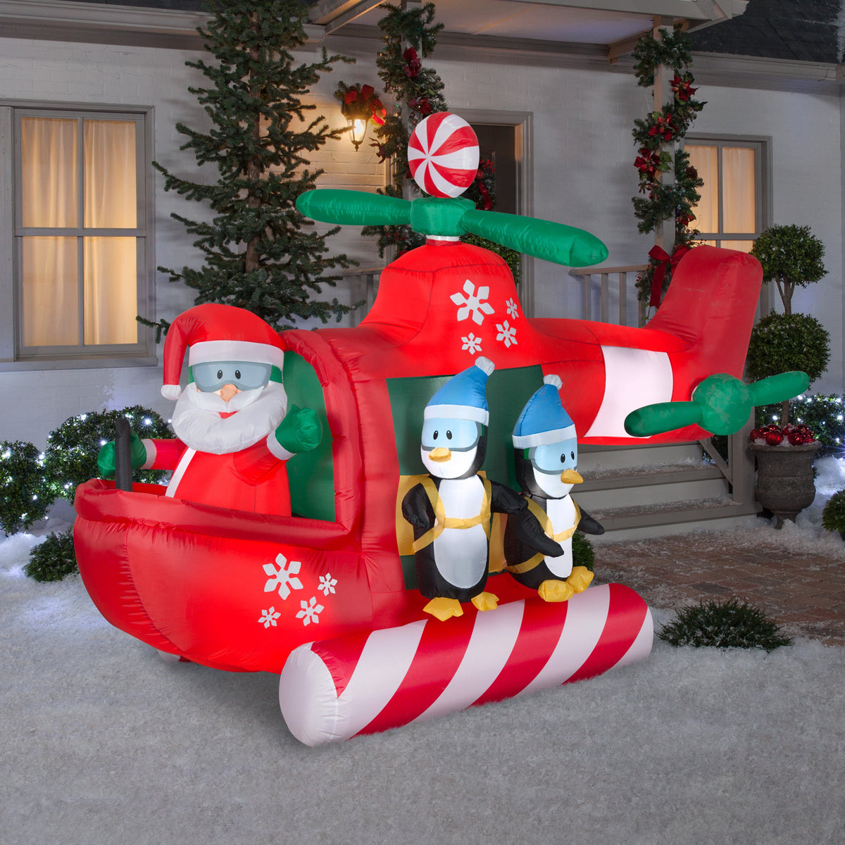 Gemmy Airblown Inflatable Animated Santa's Helicopter with Skydiving P ...