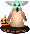 Gemmy Airblown Inflatable 5.5 ft Grogu with Jack O' Lantern