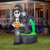 Gemmy 228488 Jack Skellington with Halloween Town Fountain LightShow Projection Airblown Inflatable, Multi