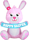 Gemmy Airblown Inflatable Pink Easter Bunny, 3.5 ft Tall, Pink
