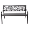 Terra Verde Home Welcome Park Bench, Cast Iron-Powder Coated Steel, 2 Seat Bench, Black